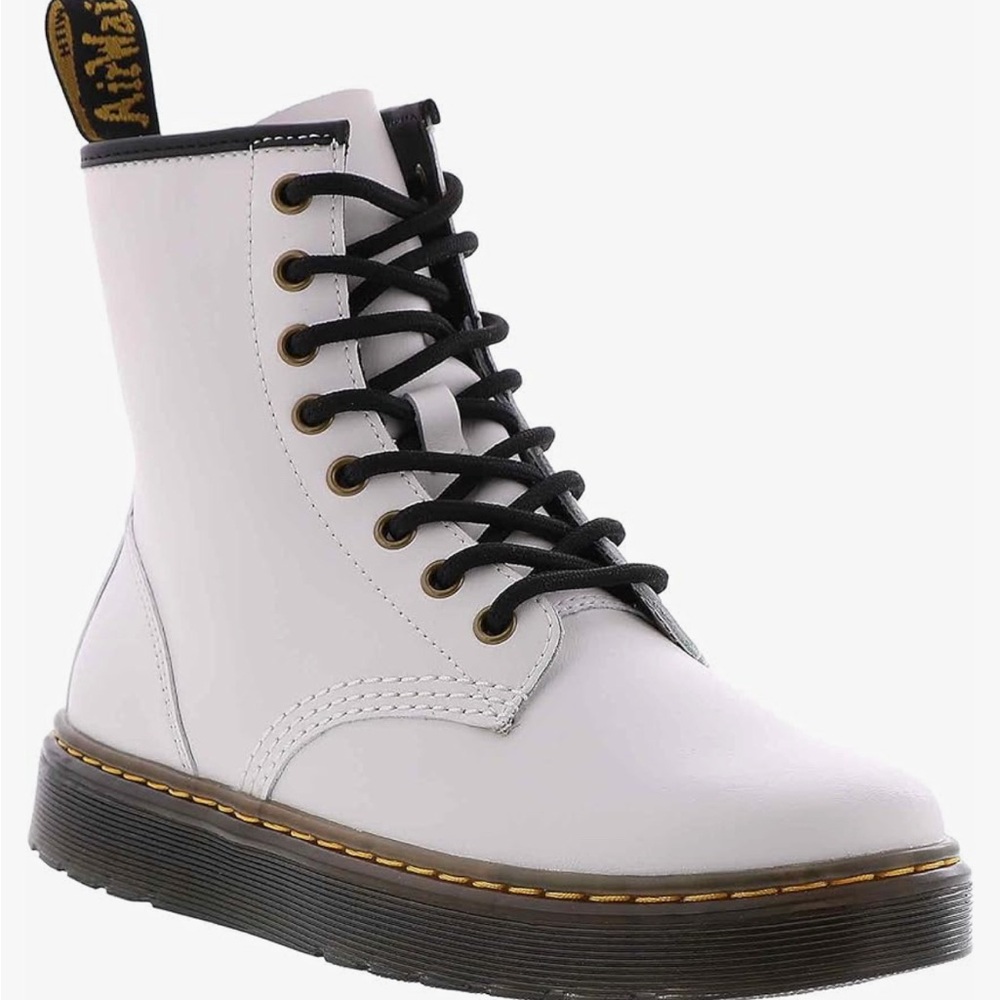 Dr. Martens White Lace-Up Boots with Black Accents